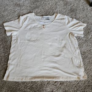 White Stag Shirt Womens 2XL 18W-20W White CREAM Cotton Short Sleeve Casual